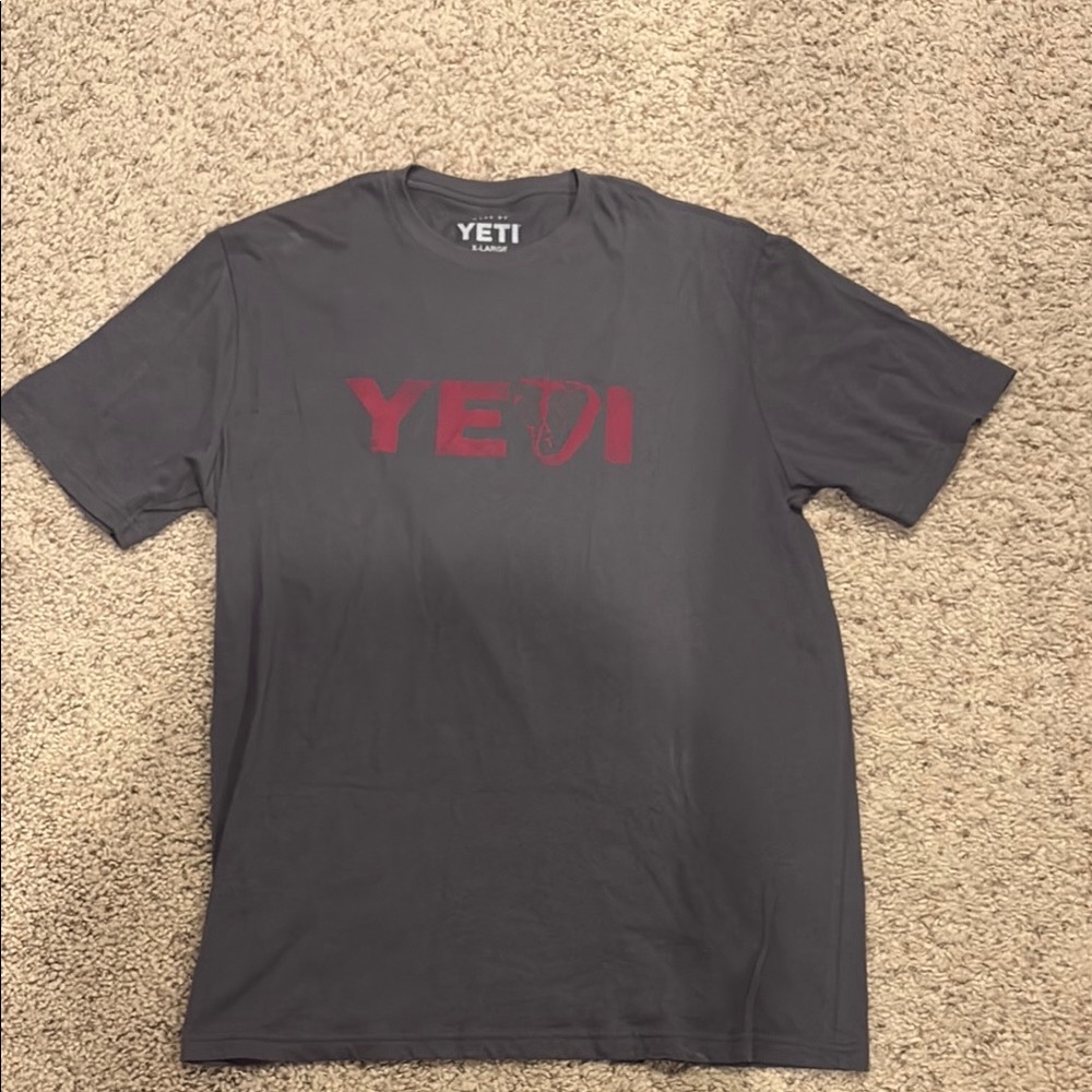 YETI Men's Gray T-Shirt with steak T
